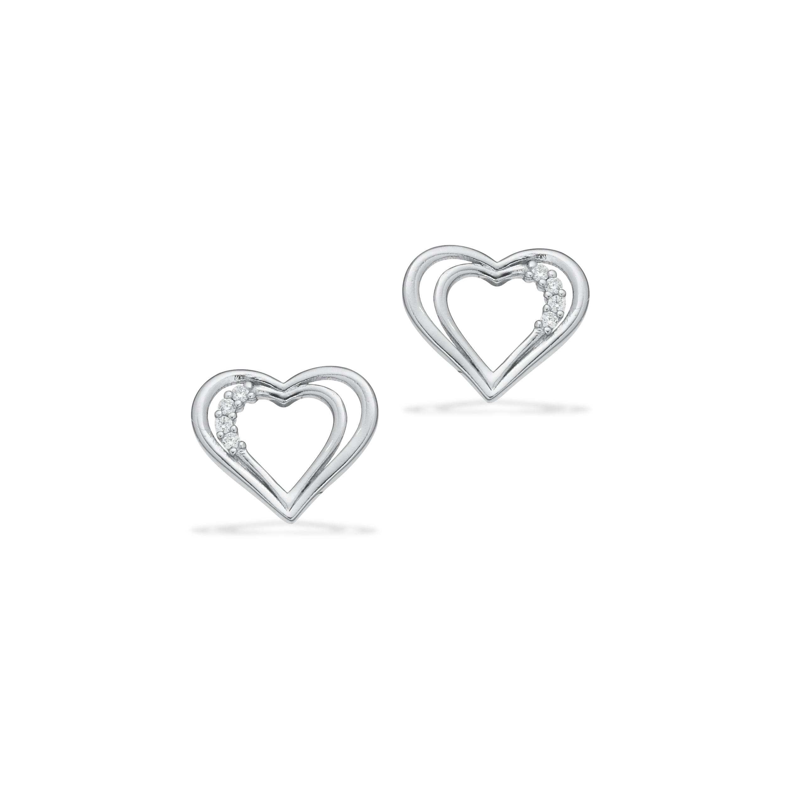 Sølv rhod. ørestikker hjerte cubic zirk.