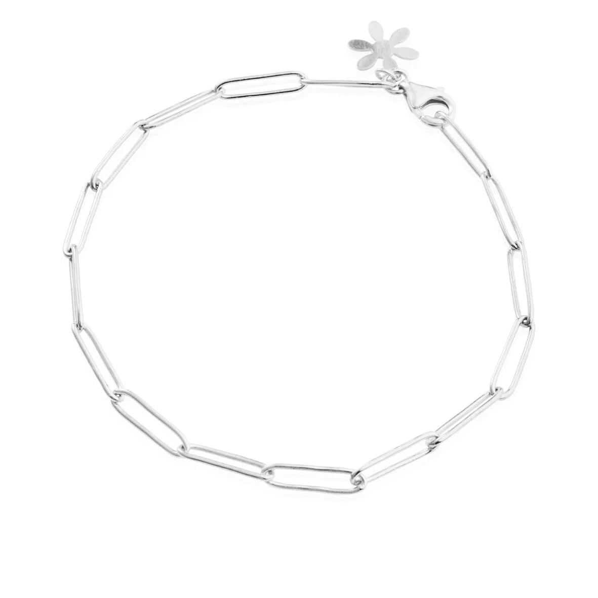 Sølvarmbånd 21 cm, rektangulære blanke led