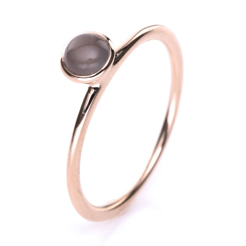 18 kt. Ring rosegold m/Månesten 0,40 ct. grå