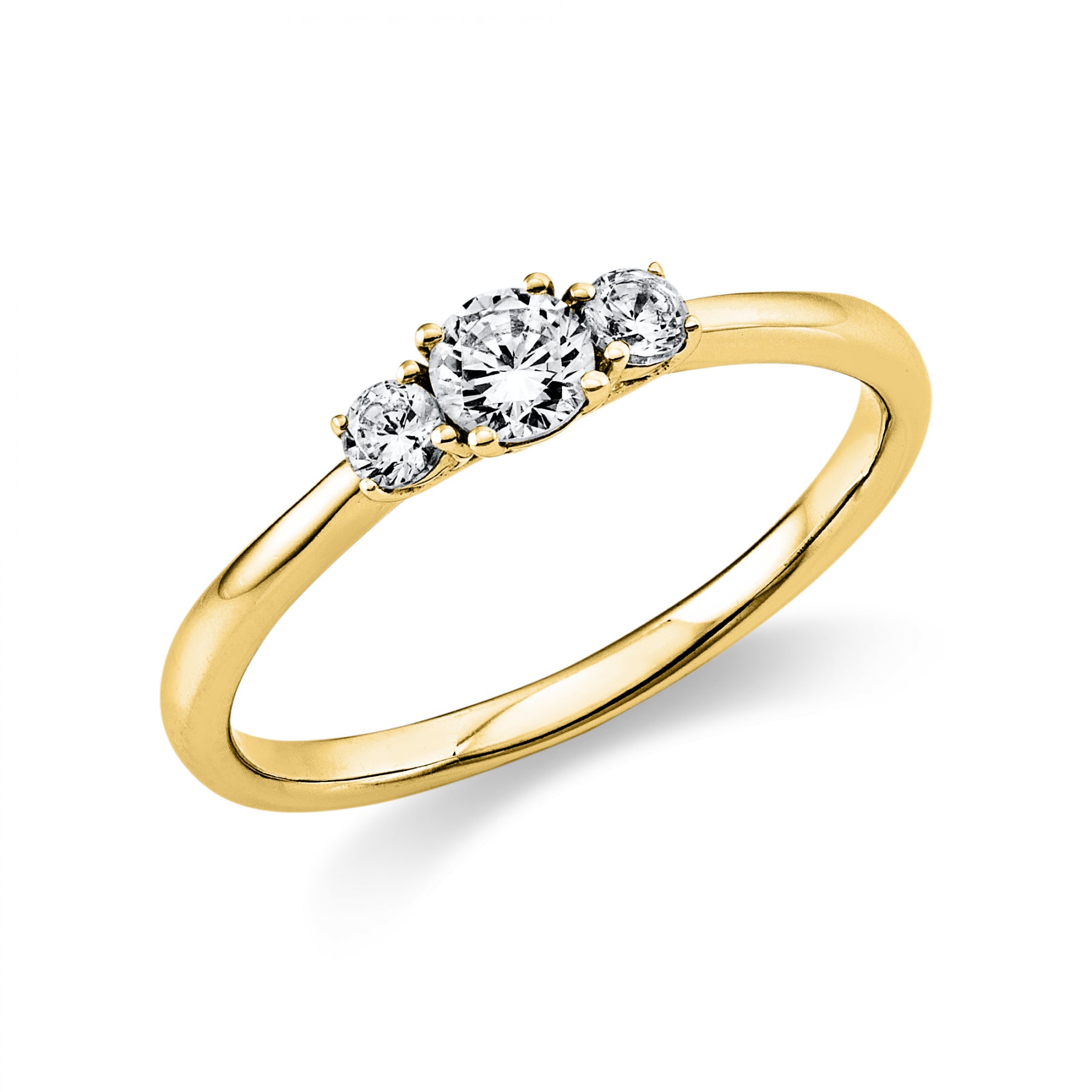 18 kt. Brill.Ring rødg. 1x0,20ct,2x0,065ct. G-Si