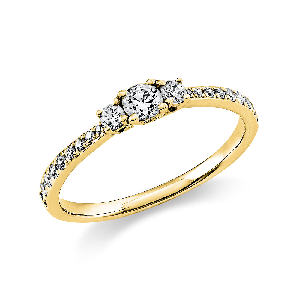 18 kt. Brill,ring rødg 1x0,15ct,20x0,01 G-Si