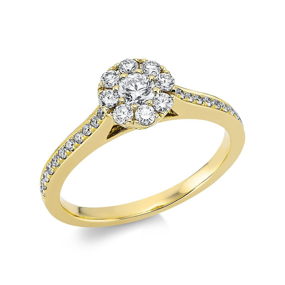 18 kt. Roset Ring rødg. 31 Brill,ialt 0,45ct. G-Si