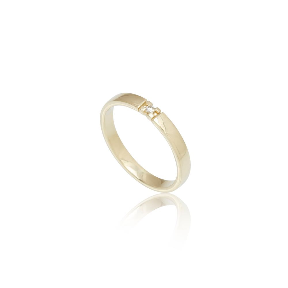 14 kt. alliancering m/1x0,03 ct. W-si