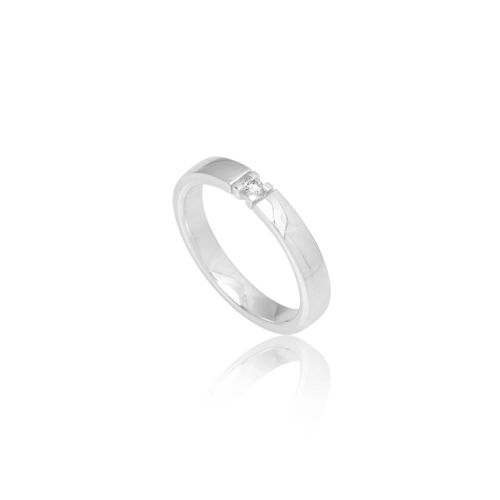 14 kt. hvidgulds alliancering m/1x0,04 ct. W-si Allianz