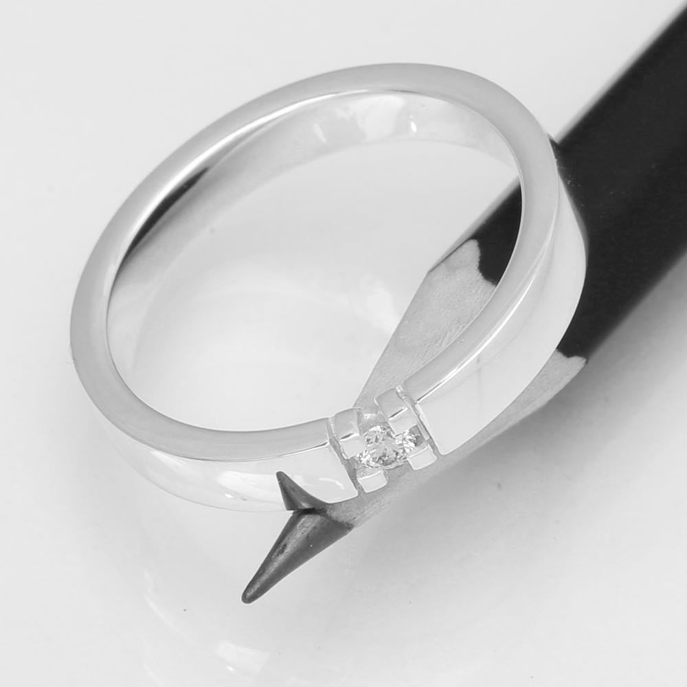 14 kt. hvidgulds alliancering m/1x0,04 ct. W-si Allianz