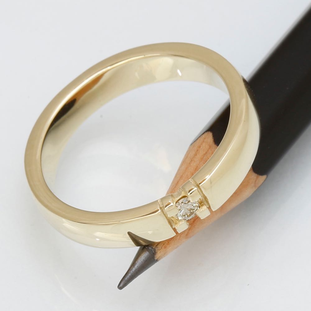 14 kt.rødg. all.ring m/1x0,05 ct. W-si Allianz
