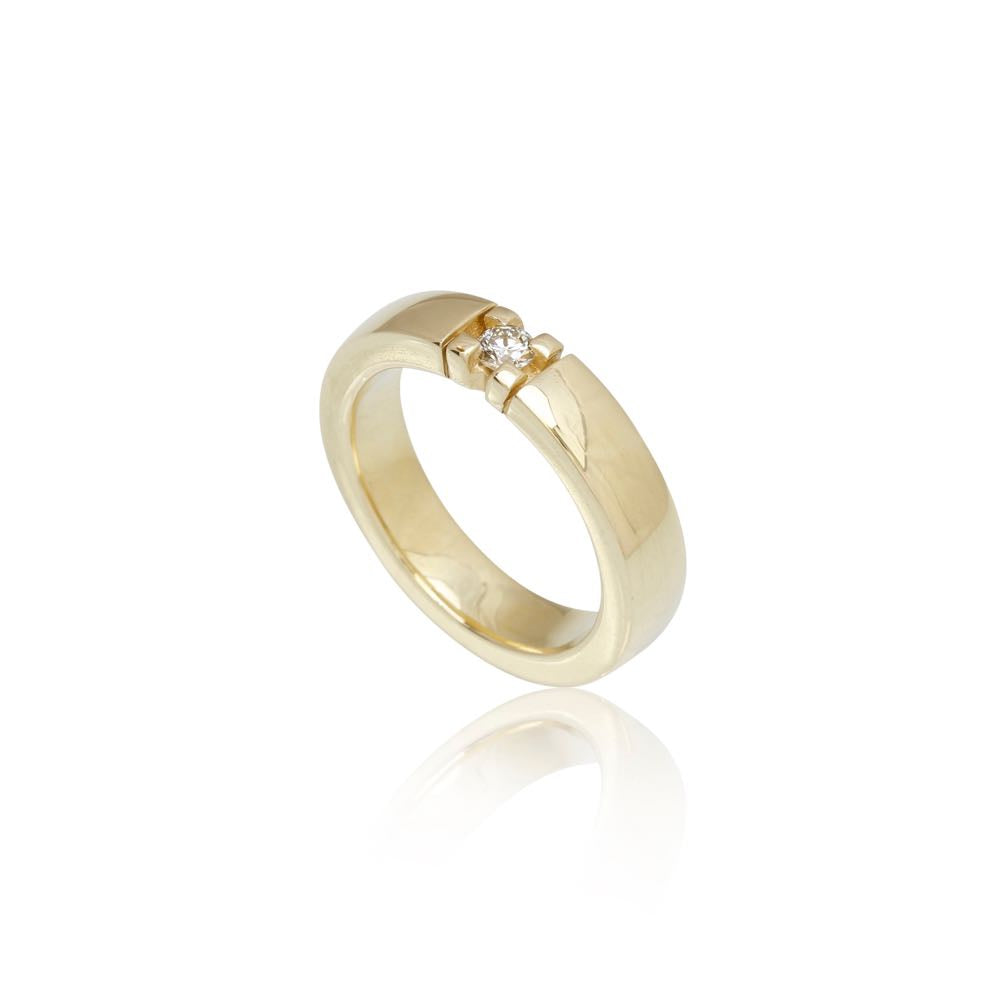 14 kt. alliance ring m/1x0,10 ct. W-si Allianz