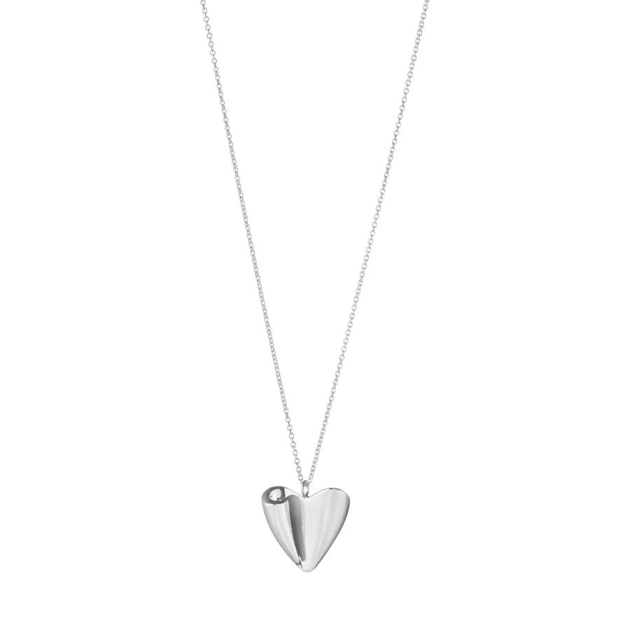 Sølvhalskæde foldet hjerte Georg Jensen 656A