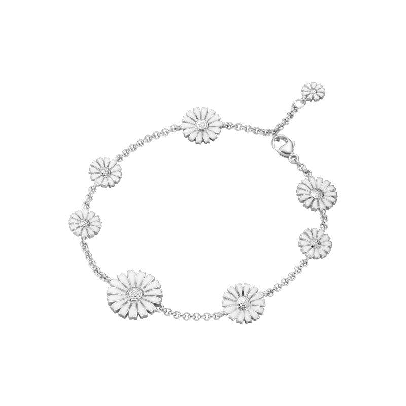 Daisy Armbånd 2024 sølv hvid emalje 18,5 cm.