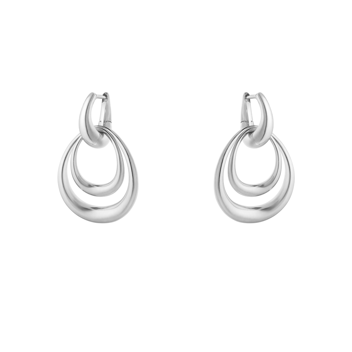 Offspring sølv double element øreringe medium