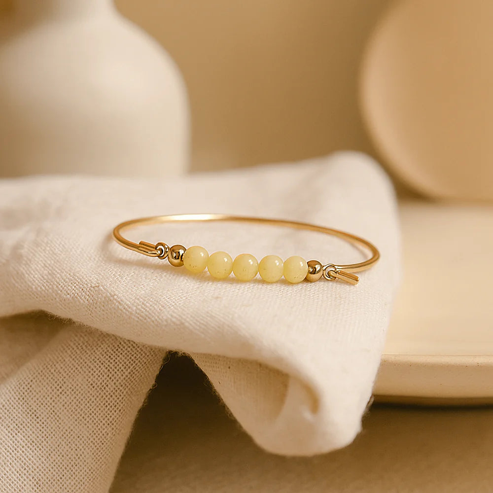 Gul jade top forgyldt til armring