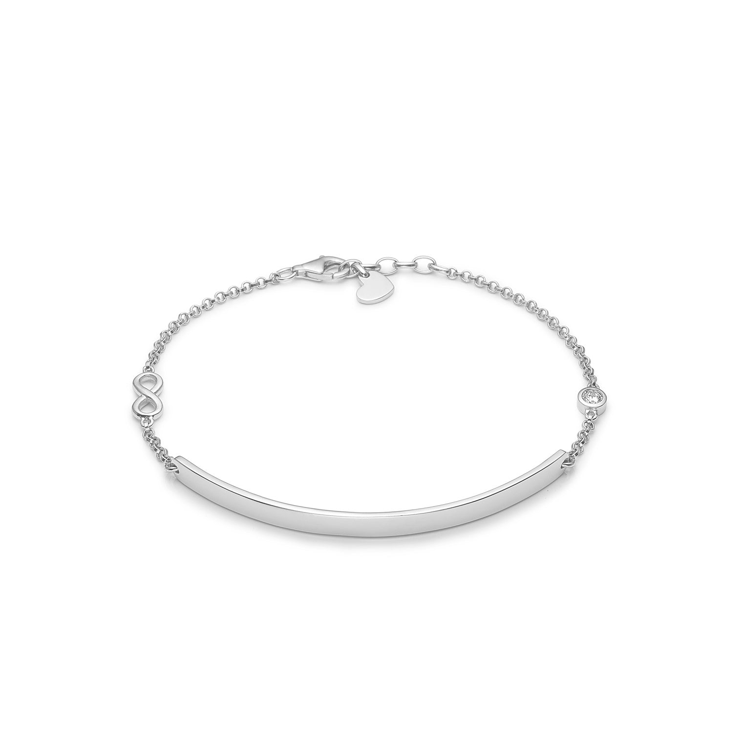 RHOD. SØLV ARMBÅND M/PLADE 16+2CM