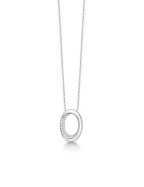RHOD. SØLV COLLIER M/SY.ZIRCONIA*