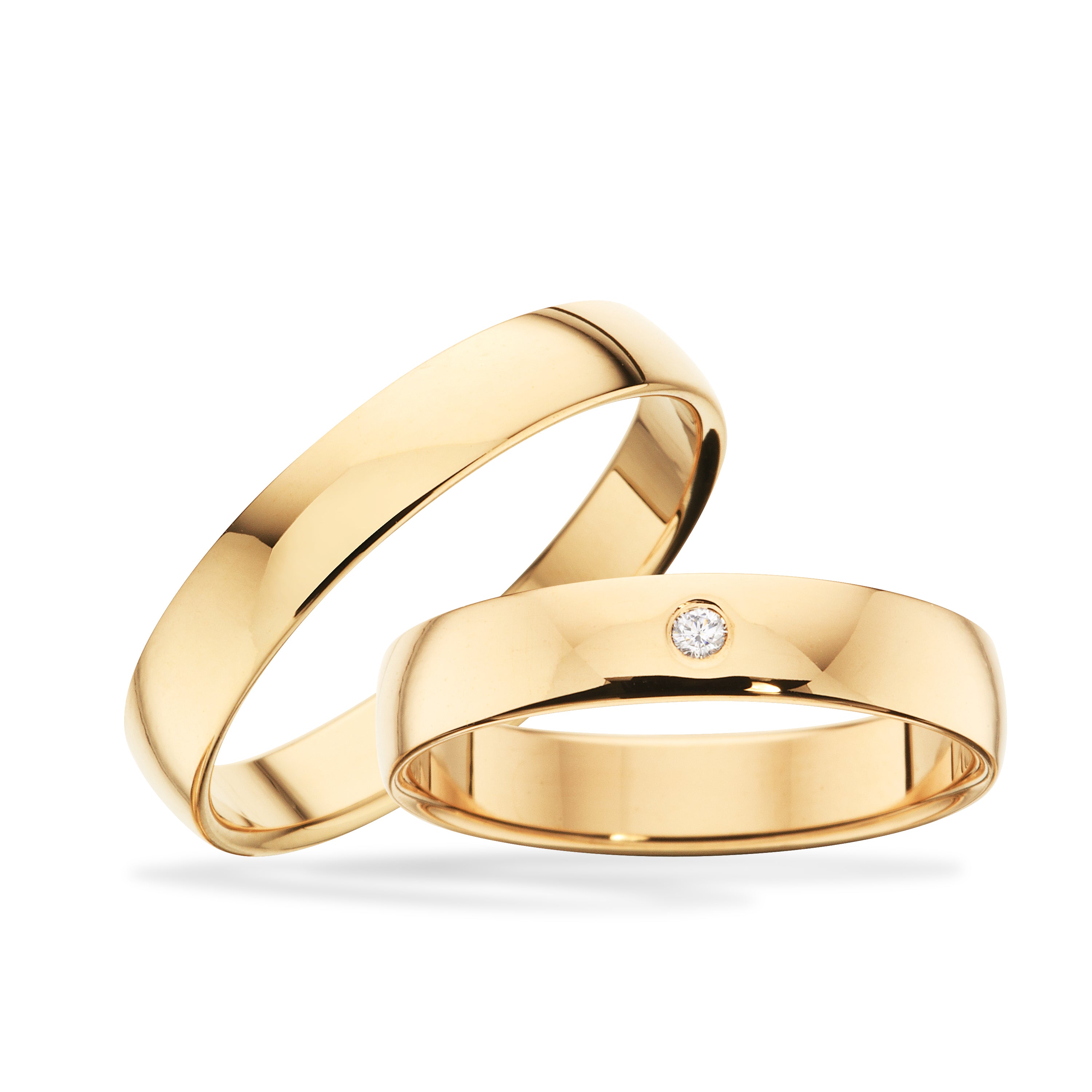 1 par 14 kt. vielsesringe m/0,02 ct.