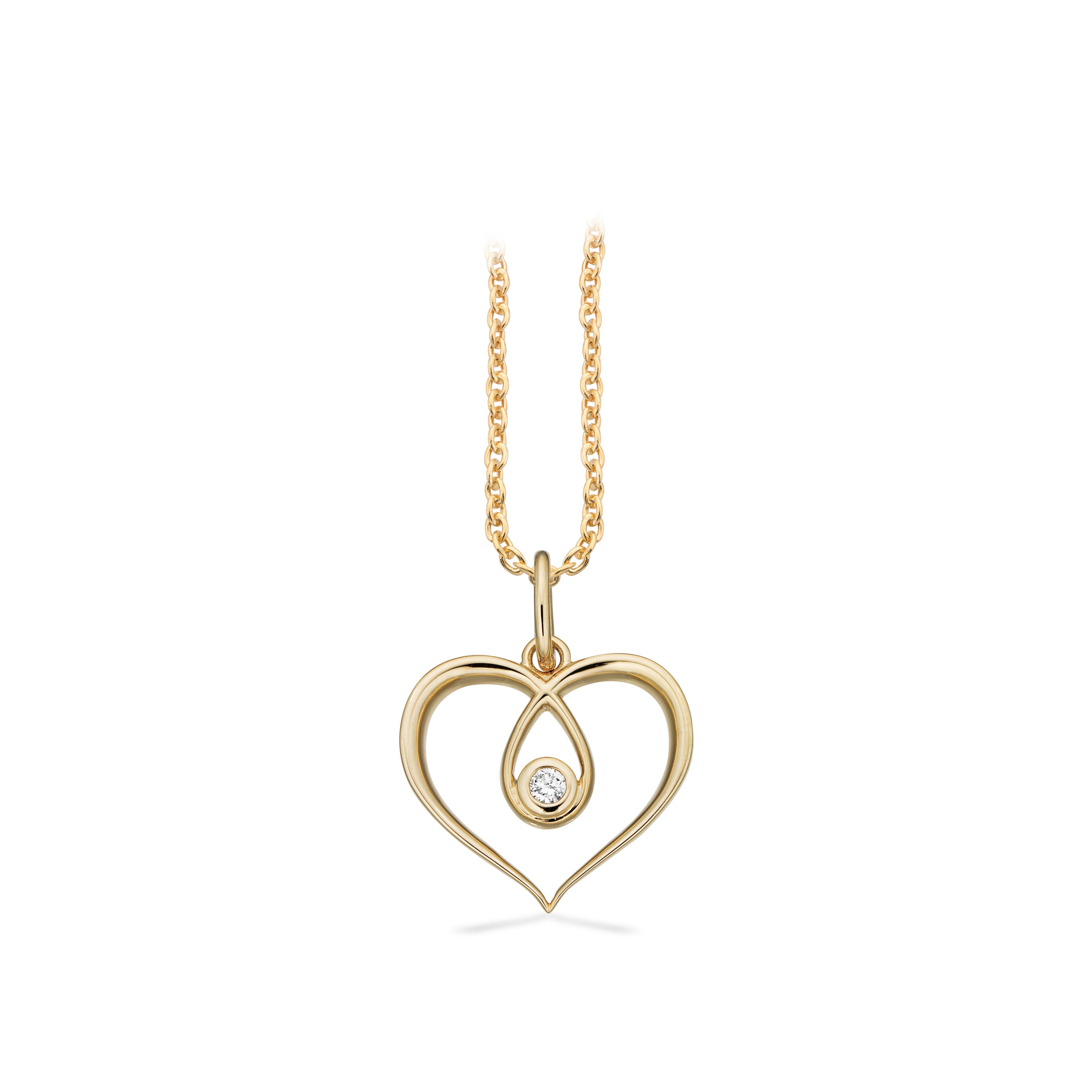 8 kt. hjertevedhæng m/ 0,02ct W.Si