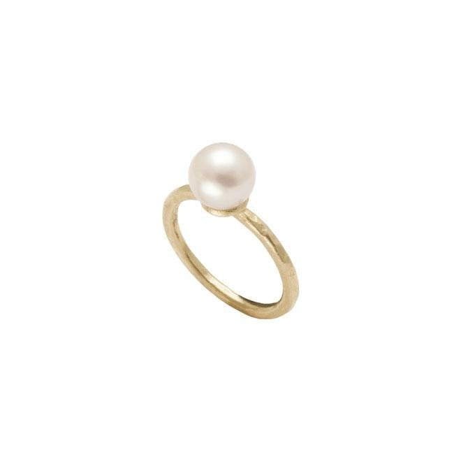 Sølvring forgyldt 8-8½ mm. perle**'