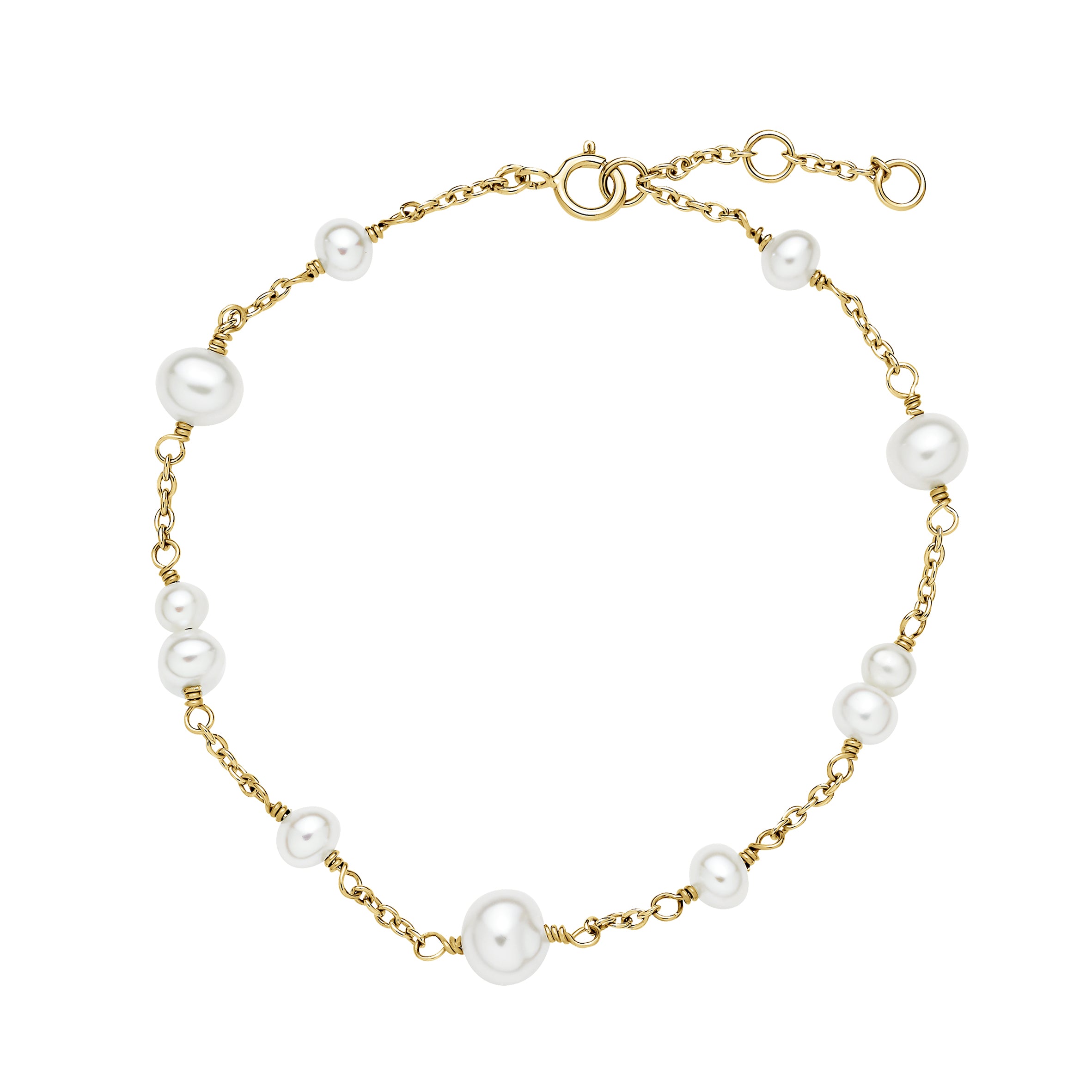 8 kt. Armbånd m/ferskv.perler 4-4½ mm.