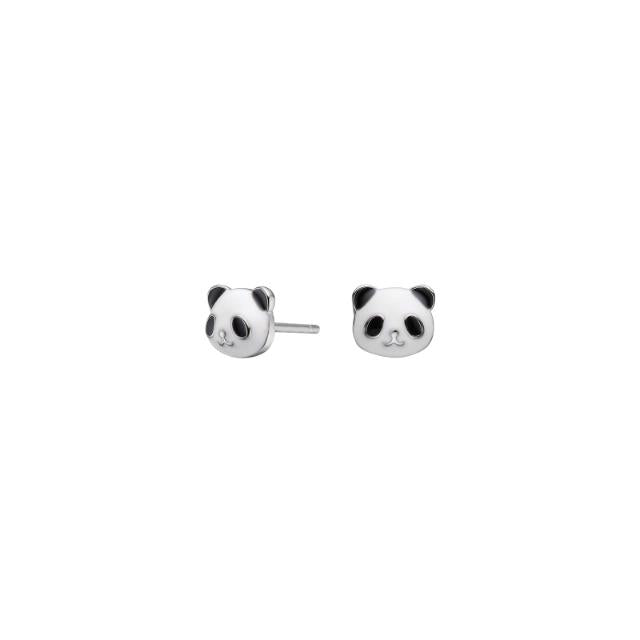 Sølv ørestikker panda m/emalje