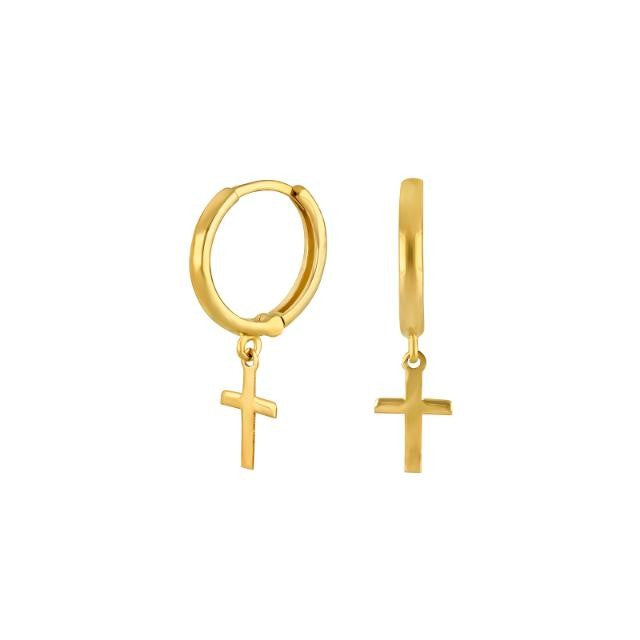 8 kt. guld creoler m/kors