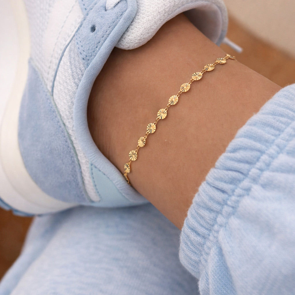 Sølv forgyldt ankelkæde m/sun poletter