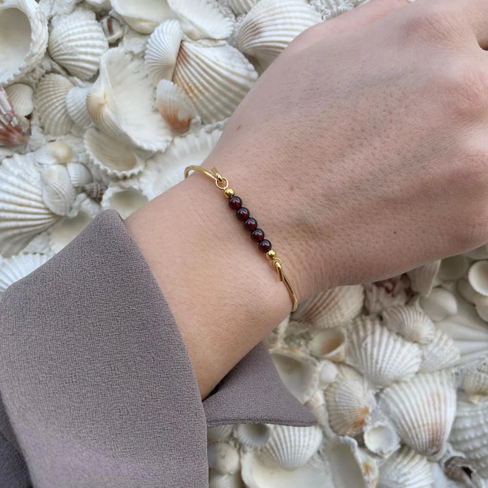 Garnet top forgyldt til armring