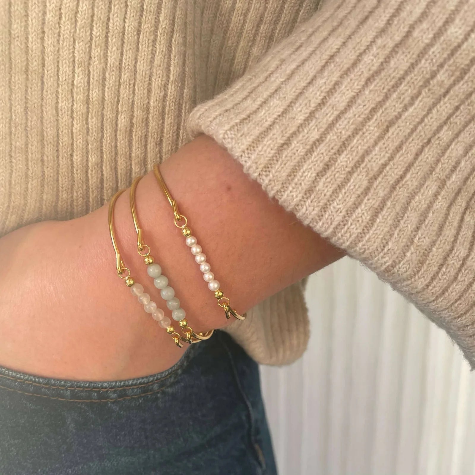 Burma Jade top forgyldt til armring