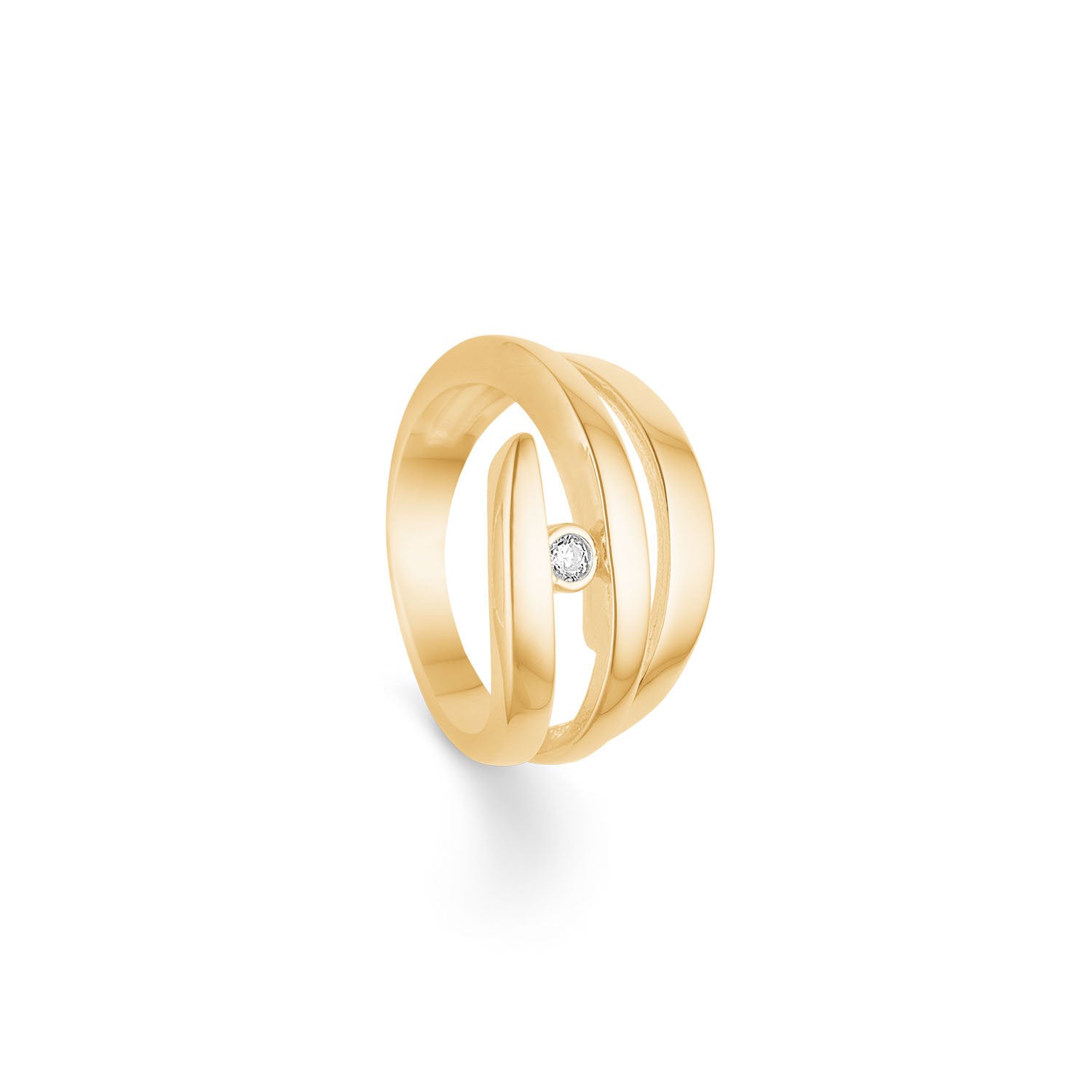 14 kt. ring 3 buer m/0,05ct W.SI