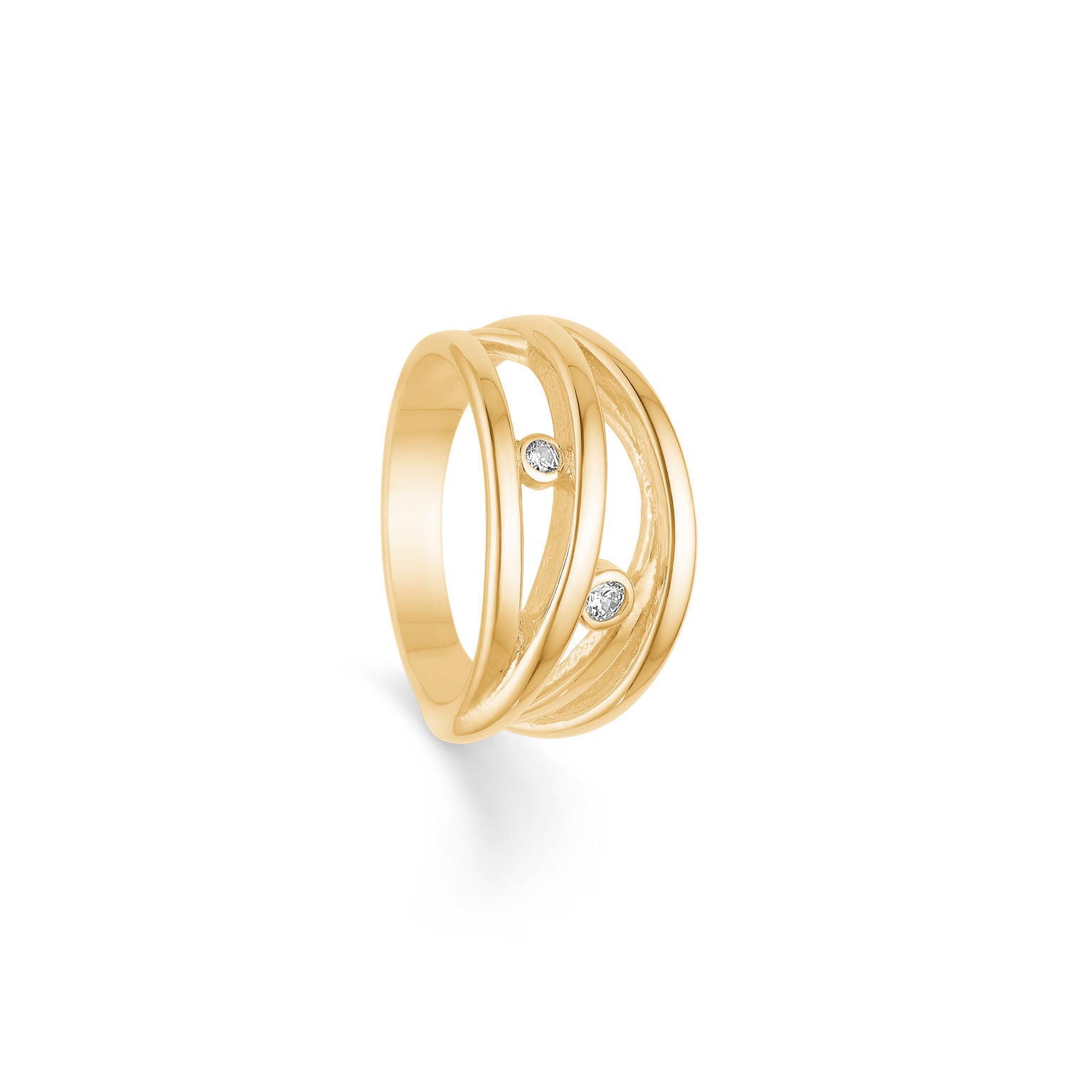 14 kt. Ring med 2 Brill. ialt 0,08 ct. W.Si