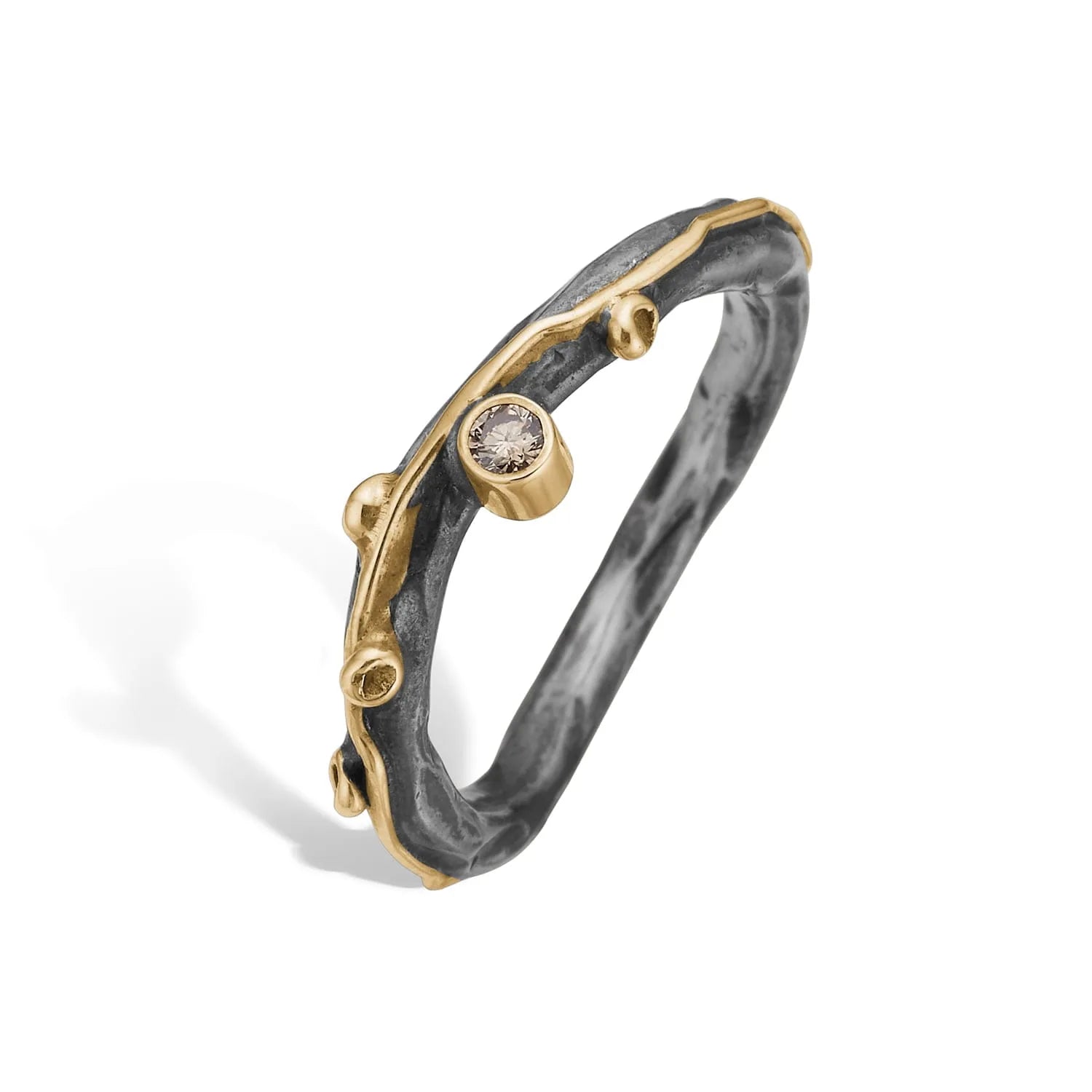 Sølvring Zeus Single Bril.0,05ct. m/14kt