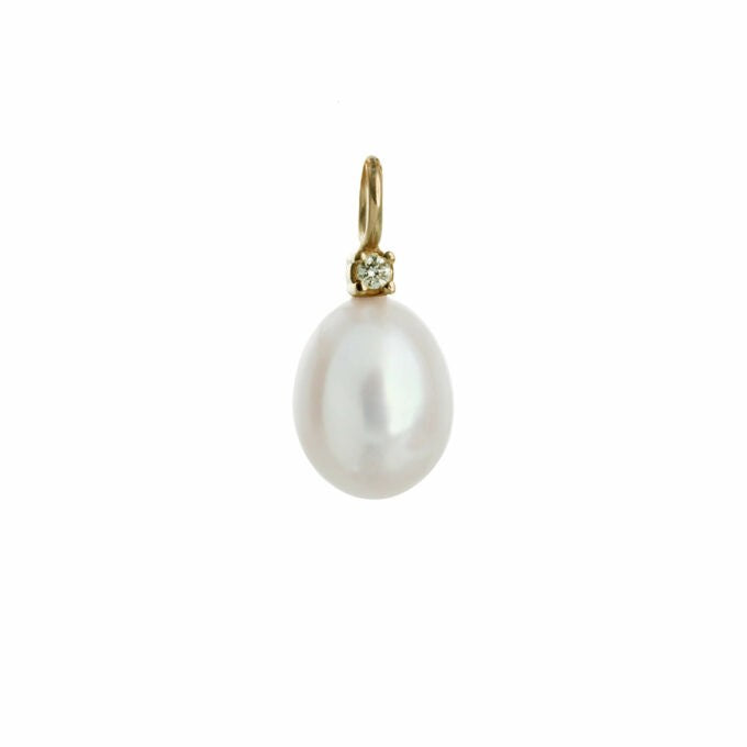 14 kt. vedhæng m. fvp og brill. 0,02ct tw/si