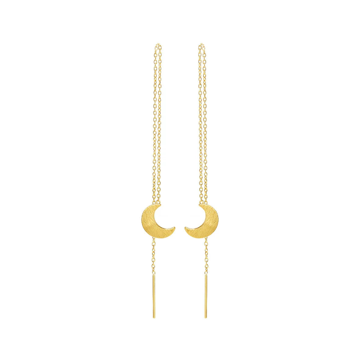 Sølvforgyldt ørekæder m. halvmåne mat 7mm