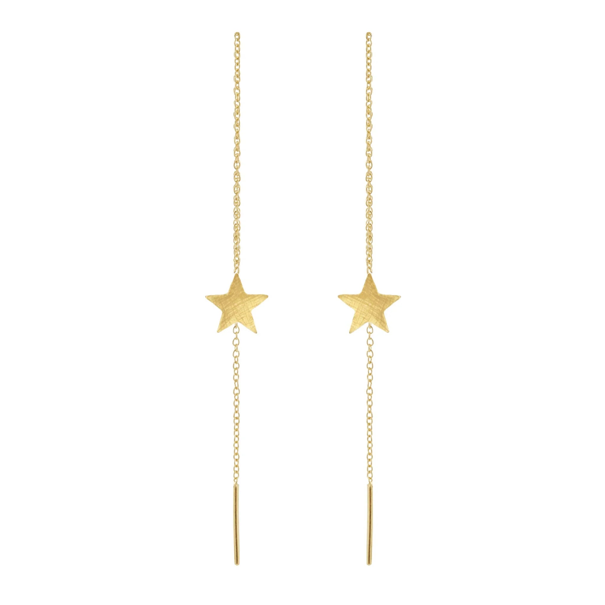 Forgyldt ørekæde, mat stjerne 8mm