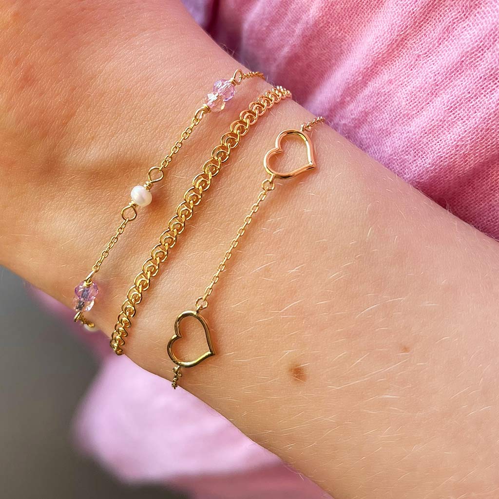 Armbånd hjerter sølv fg.