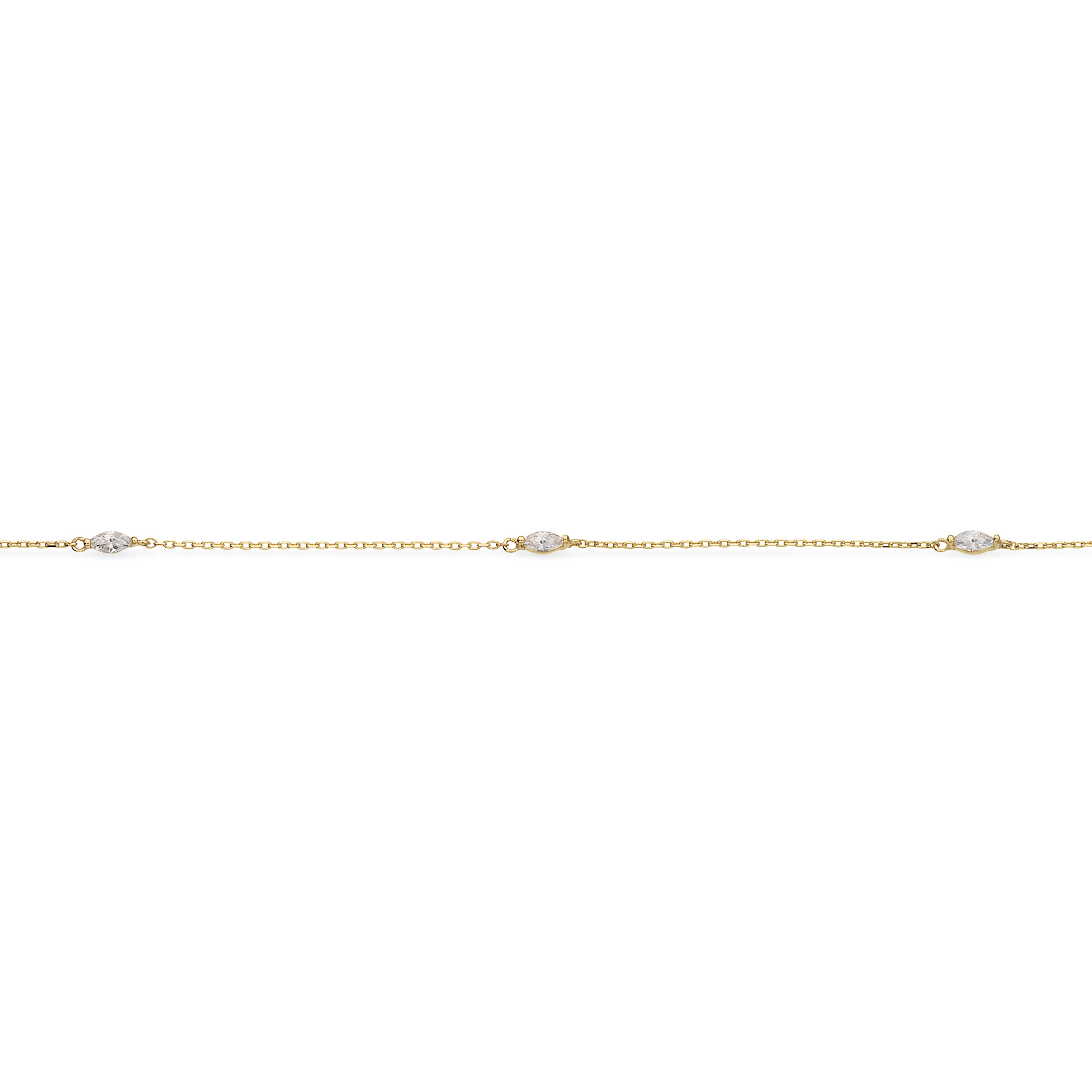 8 kt. ankelkæde m/zirkonia 23+3 cm.