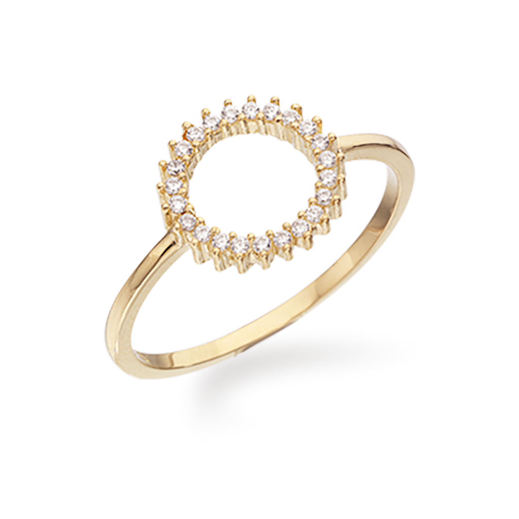 Ring cirkel cubic zir. 8 kt.**