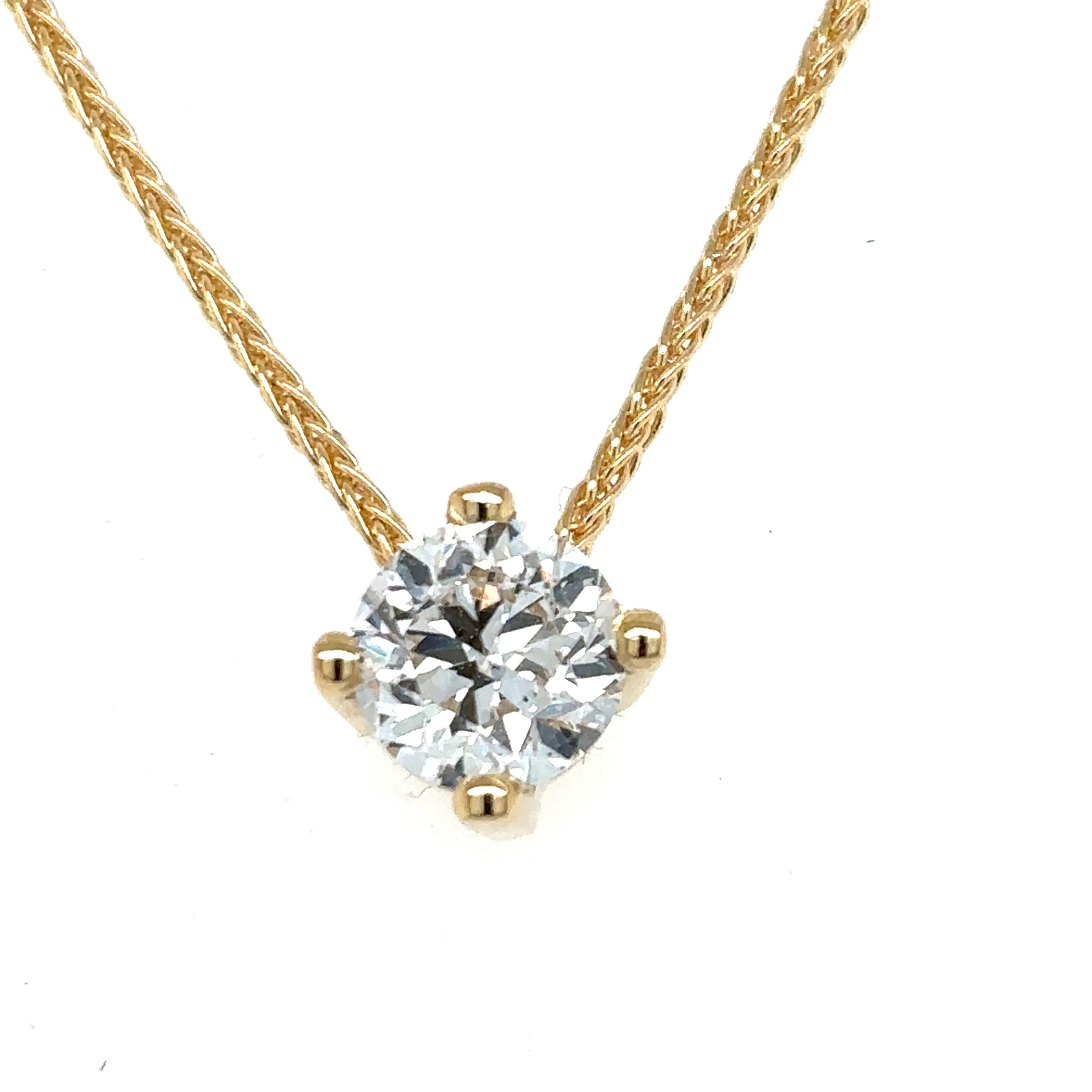 14 kt. diamantvedhæng m/0,50 ct. F-SI2. 42 cm