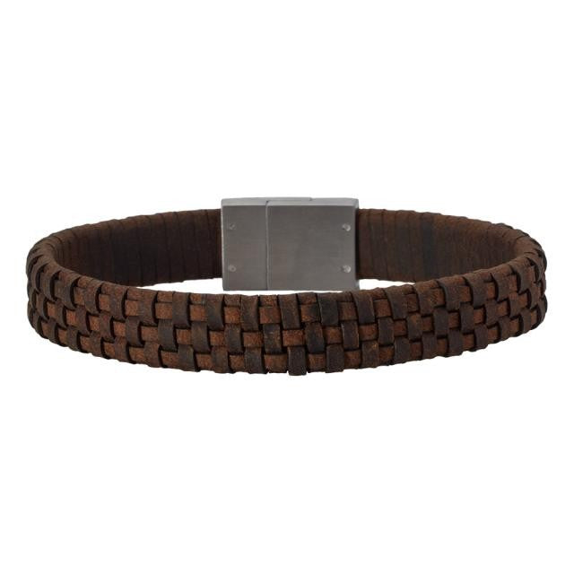 Herrearmbånd SON brun læder 21 cm.