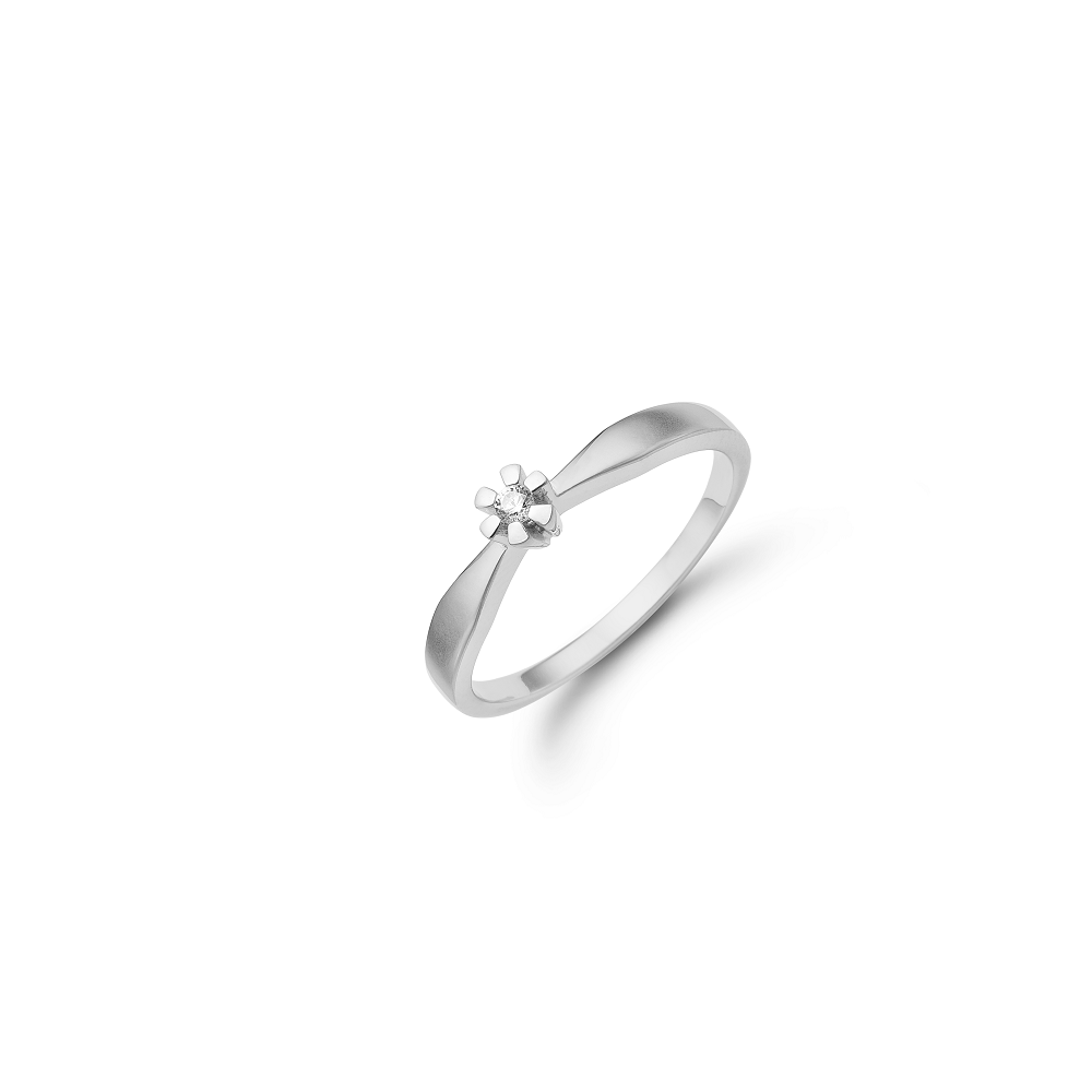 8 kt. Eternity hvidg. ring 6 greb 0,03 ct. W/PI