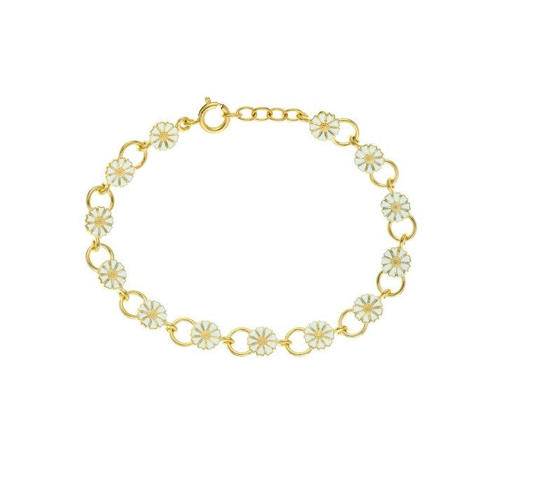 Sølv forg. margurit armbånd 7,5mm hv.emalje