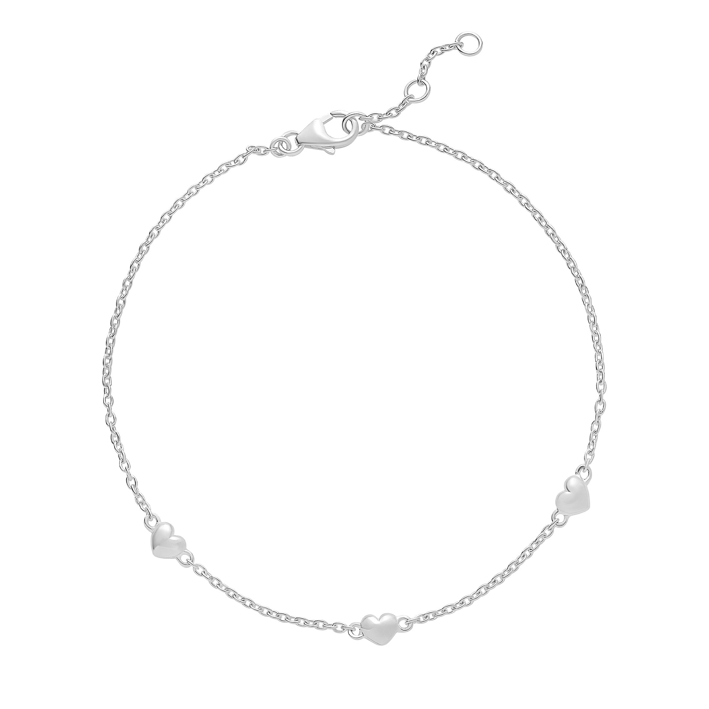 Sølv armbånd med 3 små hjerter 17-19cm