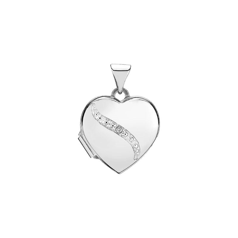 Sølv Medaljon hjerte m/0,005ct Diam.