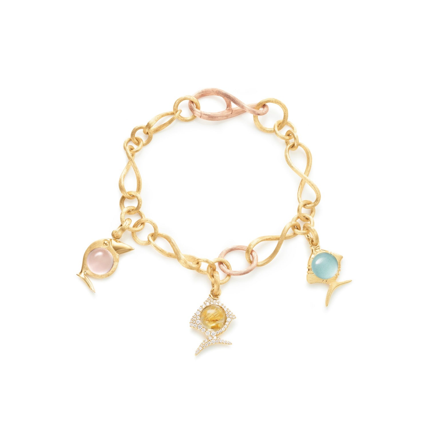 Young Fish charm m/akvamarin 18 kt. guld