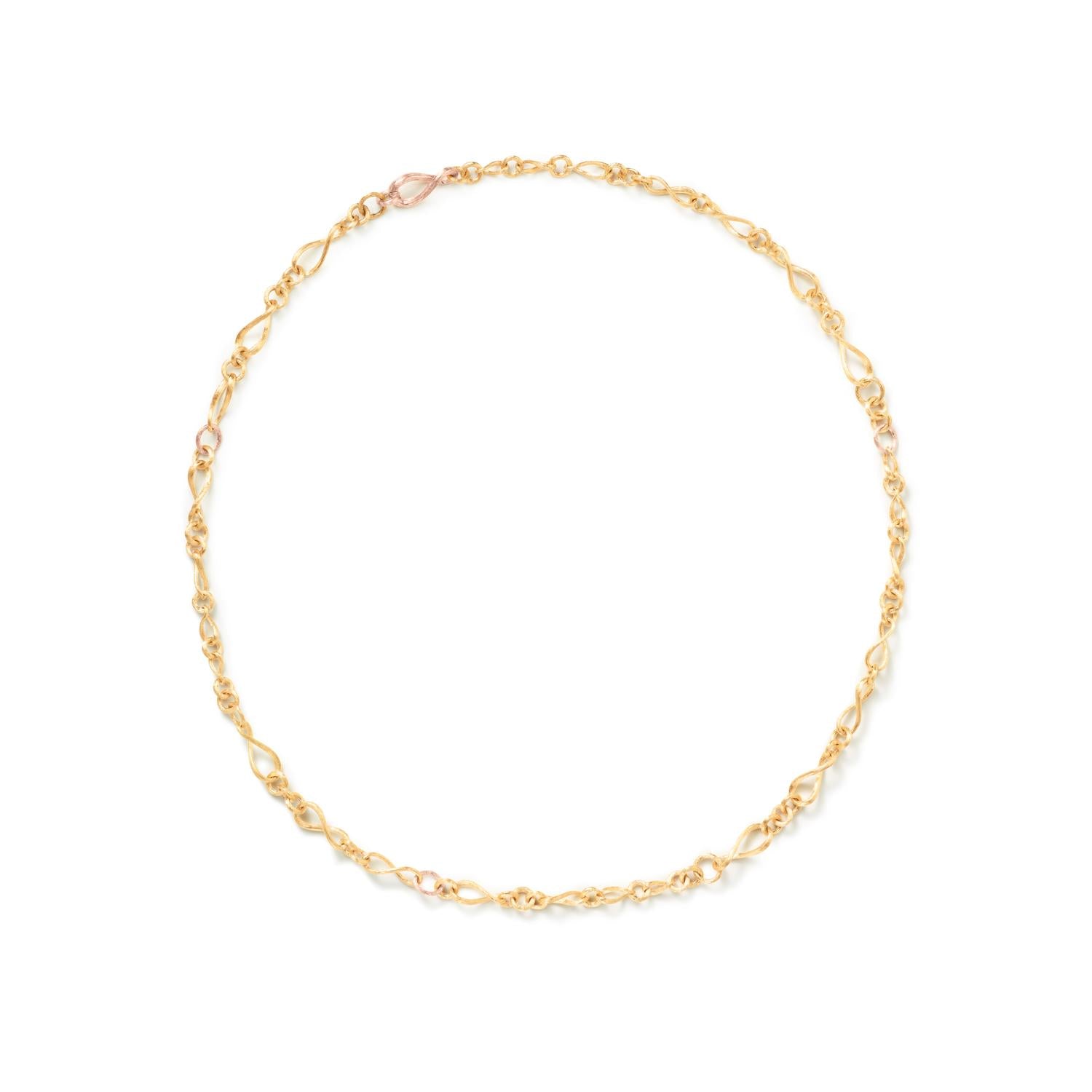 Love Collier mini 18 kt rødg, 3 led rosa 45 cm.