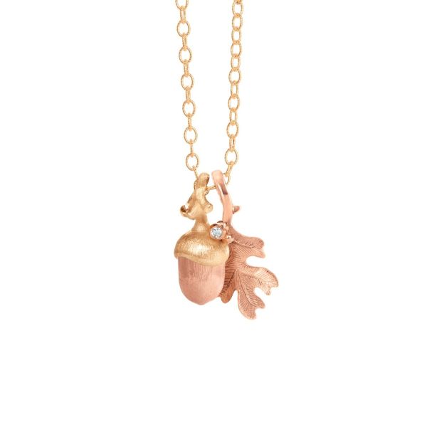 Vedhæng agern Forest i 18 kt. guld m/0,01 ct.