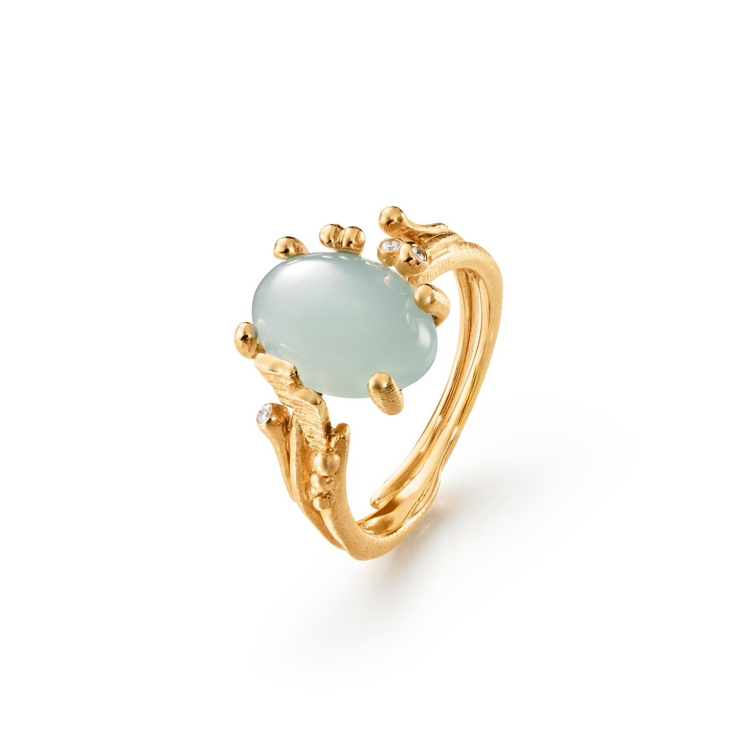 BoHo ring 18 kt. m/akvamarin 9x13 mm