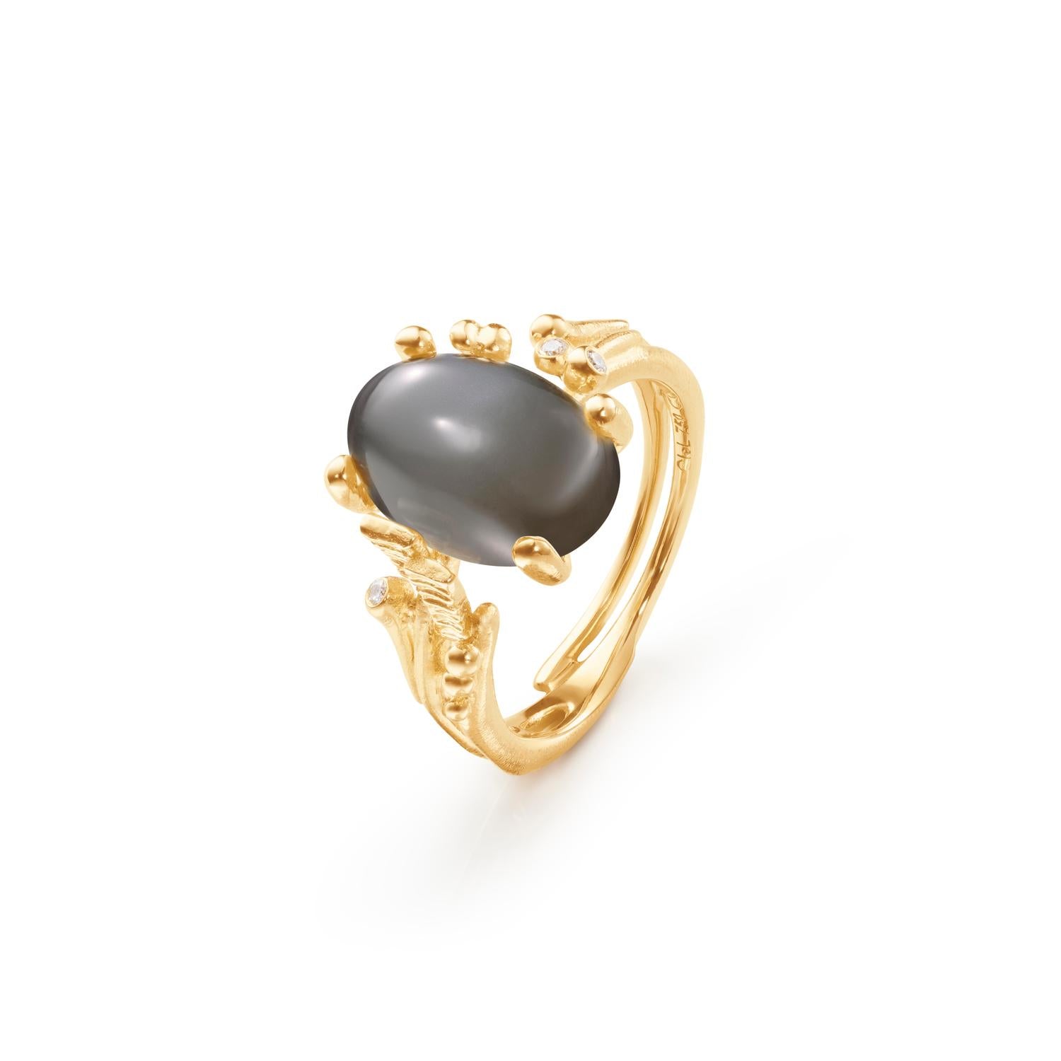BoHo Ring 18 kt  m/Månesten+0,02ct TW.VS