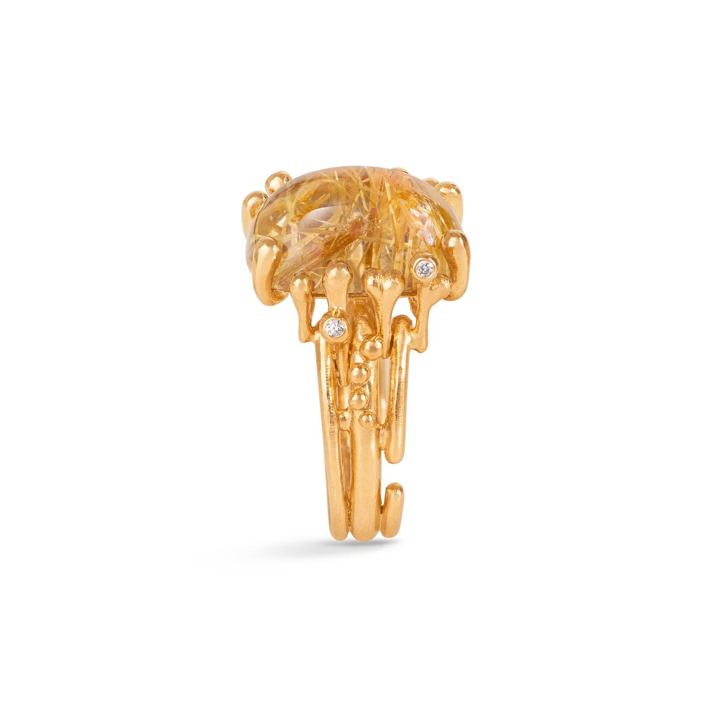 BoHo ring 18 kt. m/rutil 15x11 mm 5 br