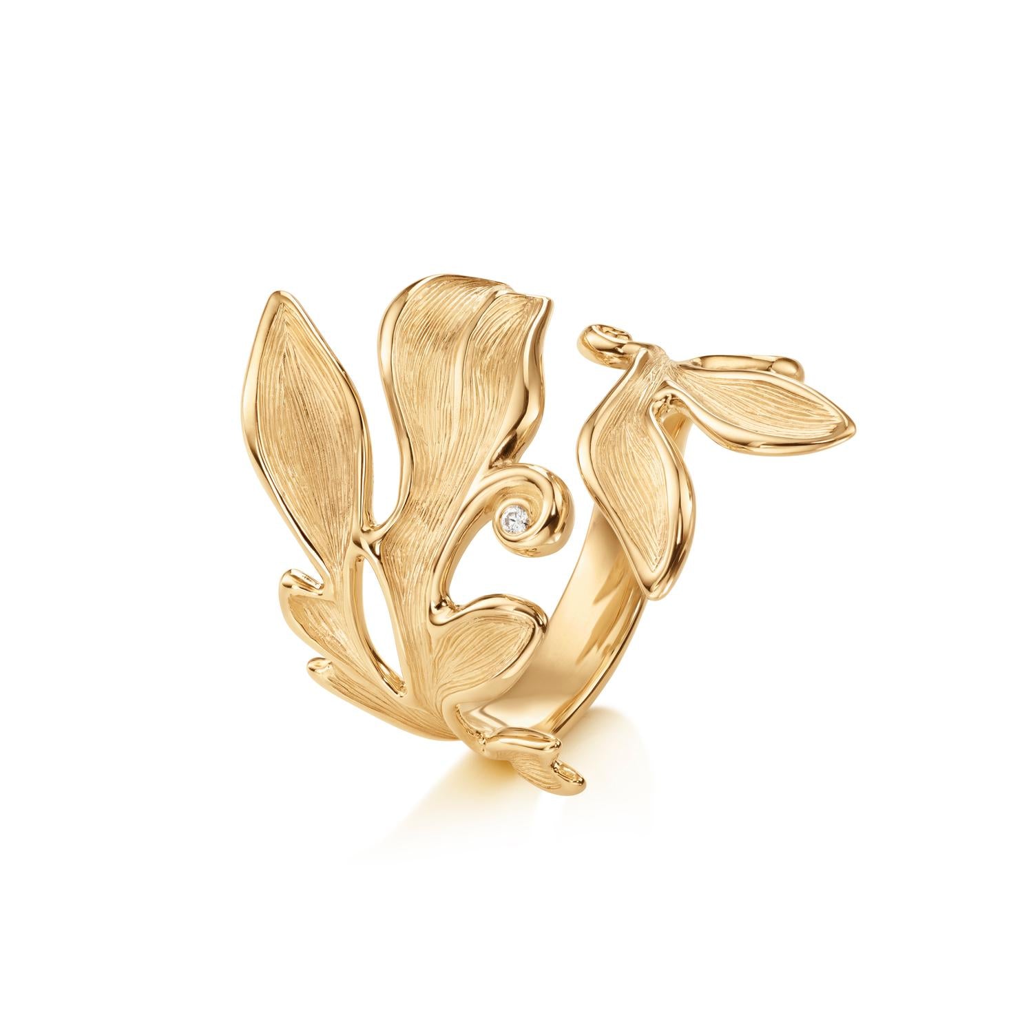 Forest Ring stor 18 kt. rødguld m. 1 brill. 0,01ct