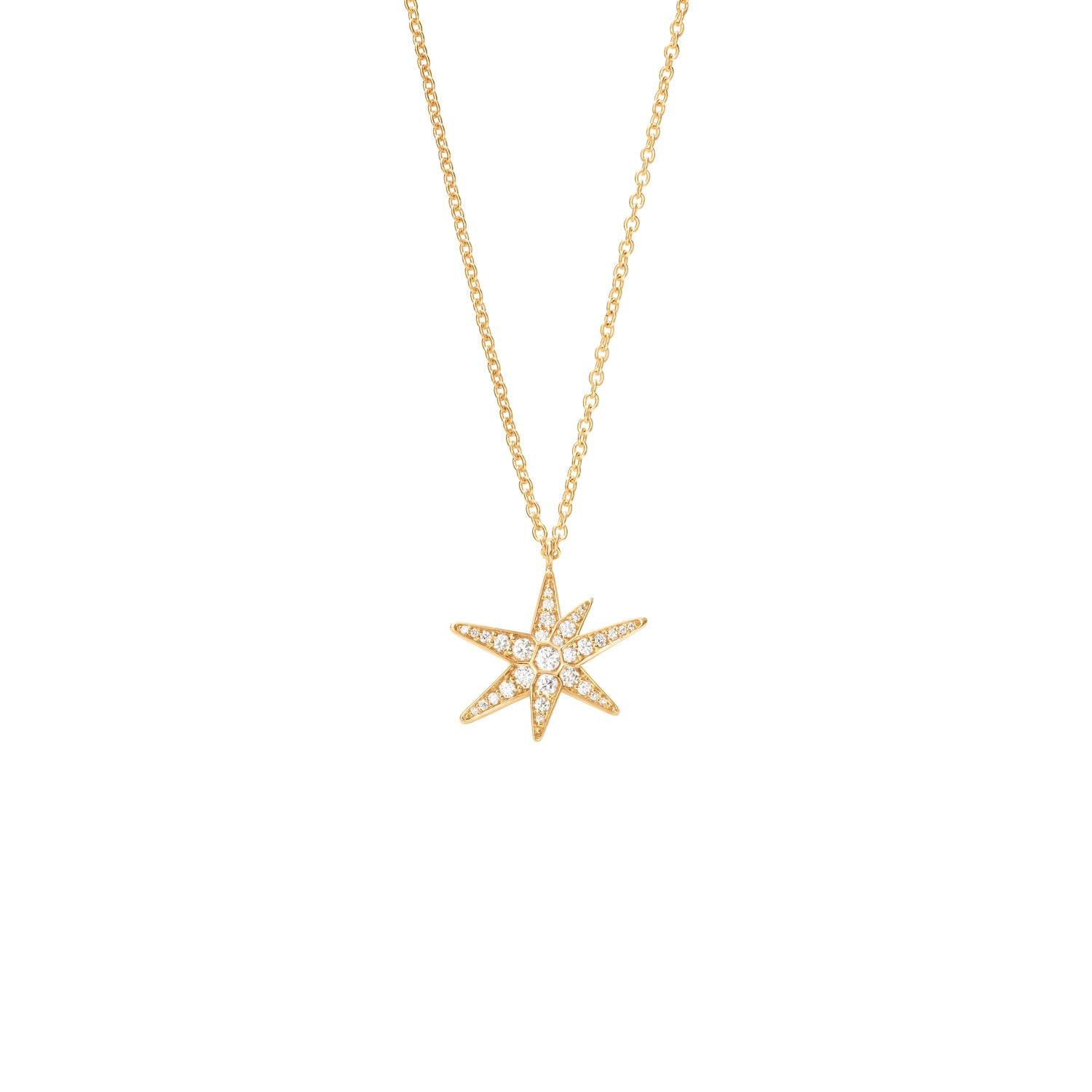 Funky Stars halskæde 18 kt. 38 brill. i alt. 0,21 ct.