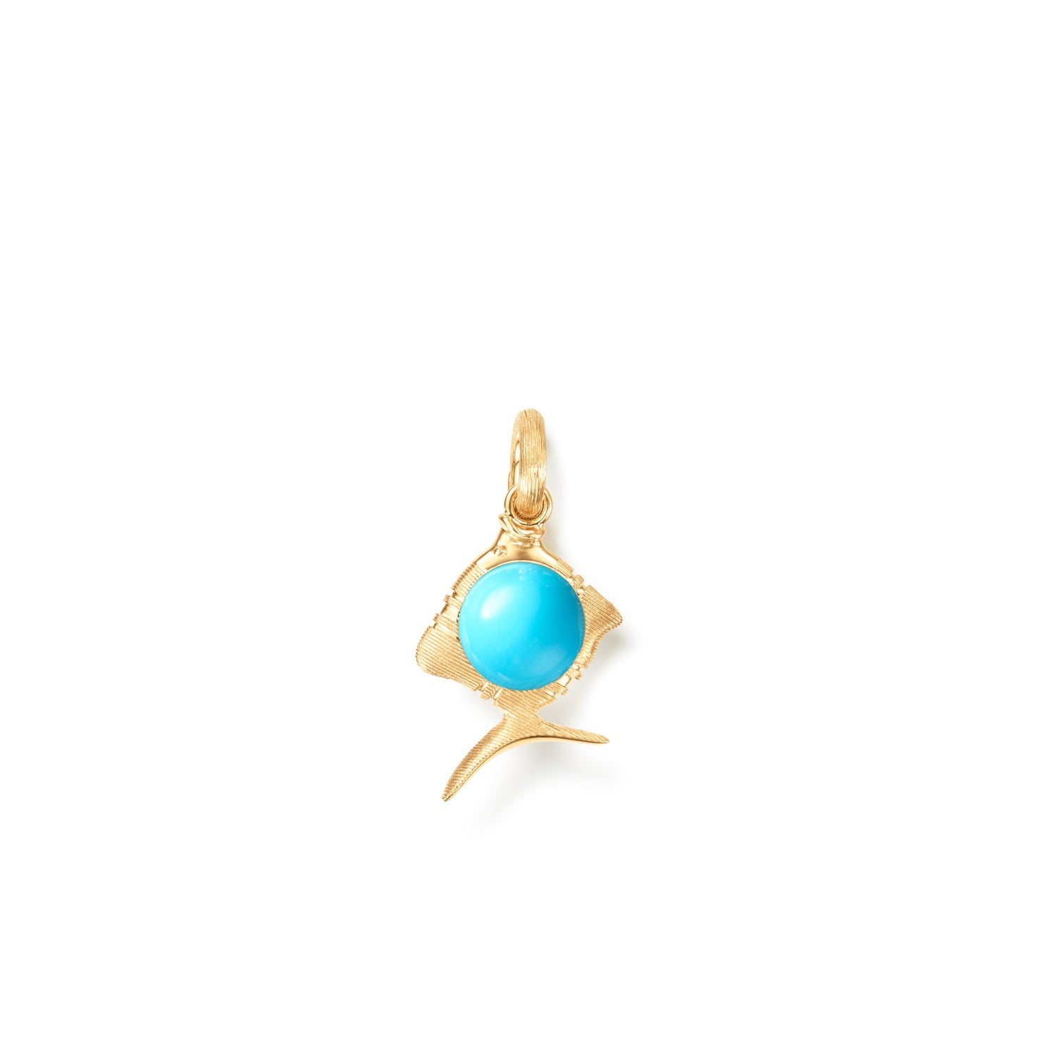 Young Fish charm m/turkis 18 kt. guld